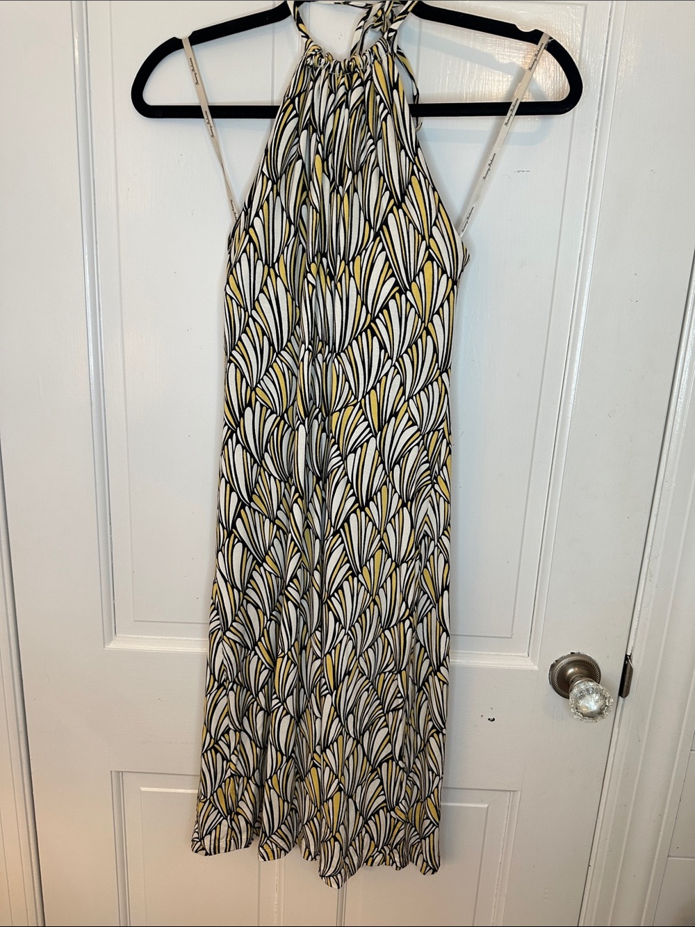 Tommy Bahama Halter Dress in White, Black & Yellow size XXS EUC